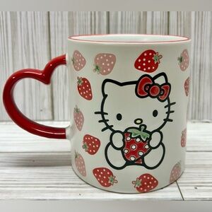 Hello Kitty Blue Sky Pink Red Strawberry Ceramic Mug 20 oz New
